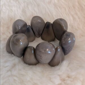 Gray Stone Beaded Stretch Bracelet